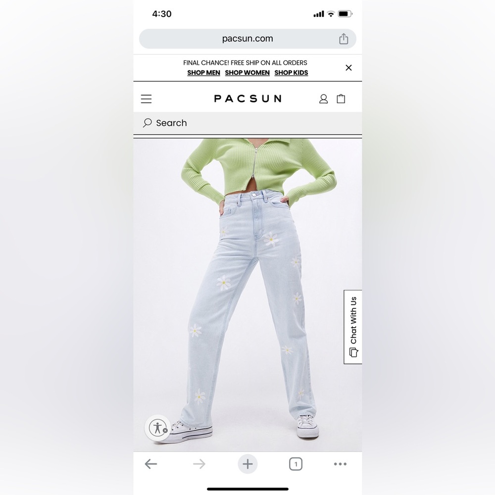 PacSun Eco Light Blue Daisy Boyfriend Jeans